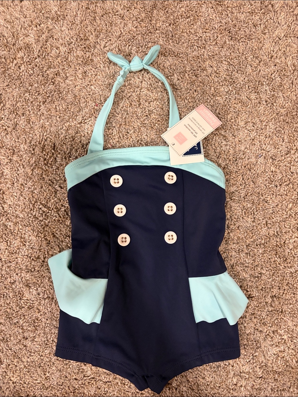 Janie and Jack Navy and Light Blue Sailor One-Piece Swim